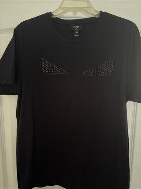 Fendi Blue Studded Monster-Eye Short Sleeve Tee